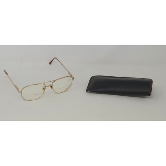 Vintage Ditari Aviator Gold Tortoise Eyeglasses with Clipped Leather Sleeve - Picture 1 of 15